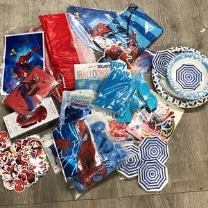 Spiderman Themed Party Supplies Set - Red and Blue